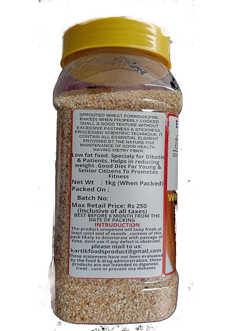 Frenutri Organic Sprouted Broken Wheat Daliya | Nutritious With High In Protein And Fiber Roasted Gehoon Dalia | Easy To Use No Preservatives 920Gm - Indya