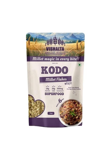 Vishalta Kodo Millet Flakes 250 Gm - Natural Whole Grain - Kodra Millet Flakes High In Protein & Fibre - Gluten Free Healthy Breakfast Cereal - Ideal For Poha, Upma & Snacks - Pack Of 1
