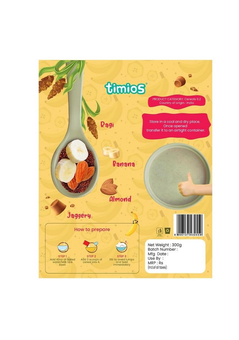Timios Instant & Healthy Natural Ragi Almond & Banana Cereal With Milk Benefits