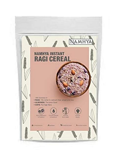 Namhya - Ragi Instant Breakfast Cereal - 300G (Pack Of 1) - Boosts Energy, Aids Digestion, Rich In Calcium - Ragi, Almonds, Raisins - 100% Natural, No Preservatives - For Bone & Gut Health