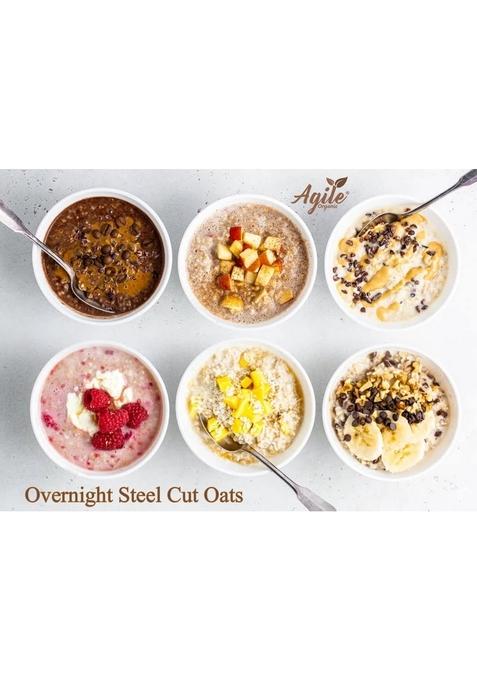 Agile Organic® Steel Cut Oats, 1Kg | Gluten Free Oats | Breakfast | Diet Food For Weight Loss | 100% Wholegrain Cereal