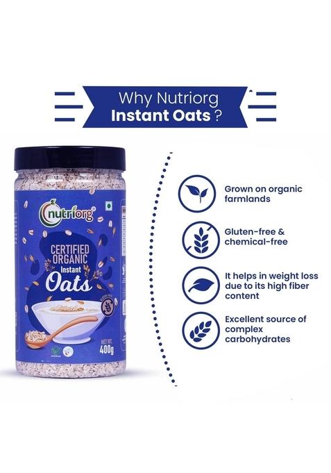 Nutriorg Organic Instant Oats 800G (Pack Of 2 X 400 Gm)