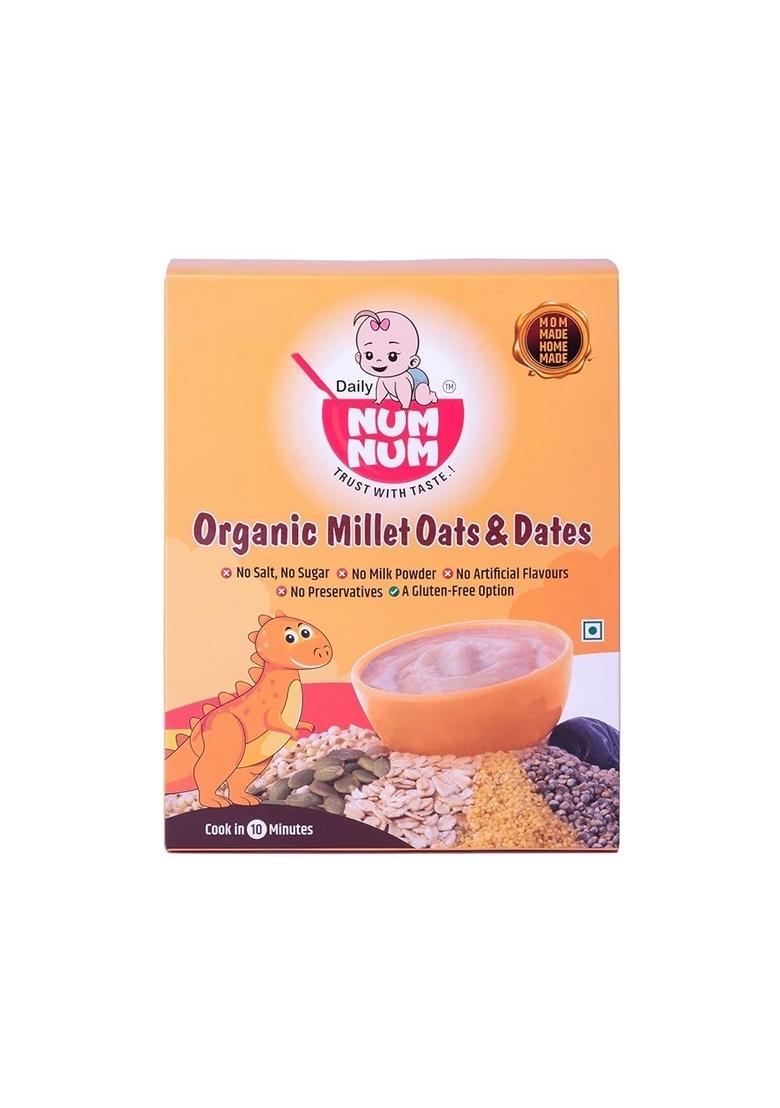 Daily Num Num Cereals For Kids | Organic Millet Oats Dates – No Salt, No Sugar Millets Cereals | Sprouted Healthy Tasty Vegan Baby Food Cereal | No Milk Powder | 200G Pack