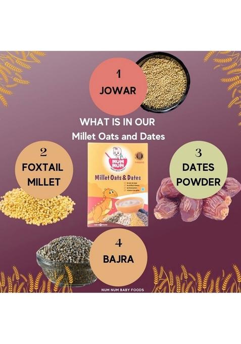 Daily Num Num Cereals For Kids | Organic Millet Oats Dates – No Salt, No Sugar Millets Cereals | Sprouted Healthy Tasty Vegan Baby Food Cereal | No Milk Powder | 200G Pack