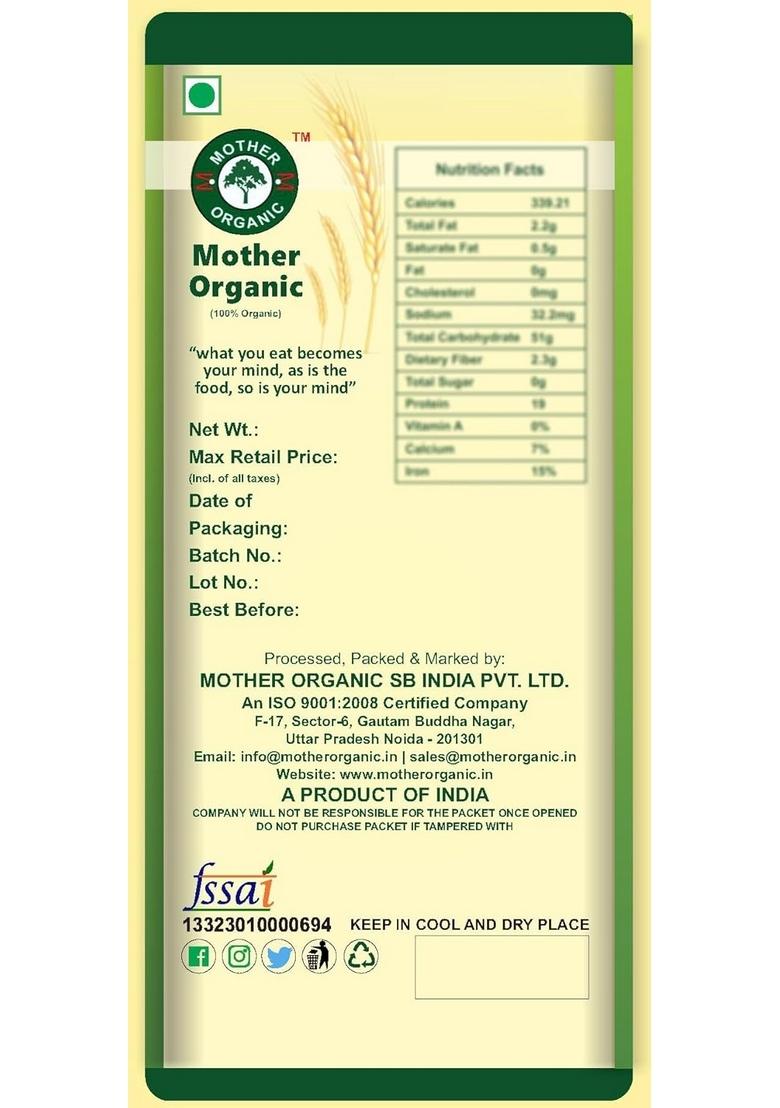 Mother Organic Barley Dalia | 100% Certified Organic Cracked Barley Grain | No Chemicals, No Pesticides | High Fibre & Protein-Rich Breakfast Cereal | Ideal For Weight Loss & Digestion | Product Of India (500 Gram)