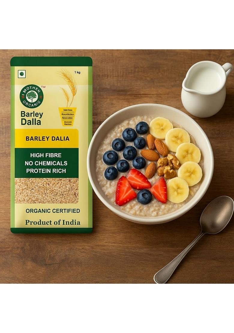 Mother Organic Barley Dalia | 100% Certified Organic Cracked Barley Grain | No Chemicals, No Pesticides | High Fibre & Protein-Rich Breakfast Cereal | Ideal For Weight Loss & Digestion | Product Of India (500 Gram)