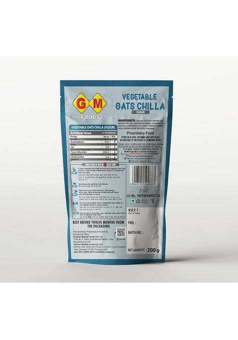 Gm Foods Vegetable Oats Chilla Flour 200 Gram (Pack Of 2) | Nutritious & High Protein Instant Breakfast | Multigrain Cheela Powder | Ready In 3 Easy Steps | Fibre Rich Meal For Kids & Adults