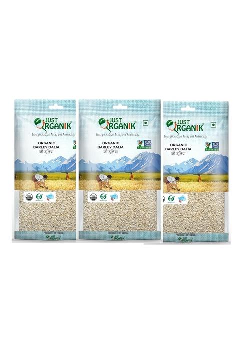 Just Organik - Organic Barley Dalia 1.5 Kg (3 X 500G), 100% Organic | Jau Dalia | Gluten Free | Barley Porridge | Dalia | Organic Dalia | Pack Of 3