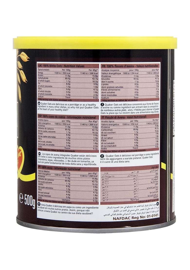 Quaker Oats - 500 Gm Jar | Nutritious Breakfast Cereals | Easy To Cook - Indya