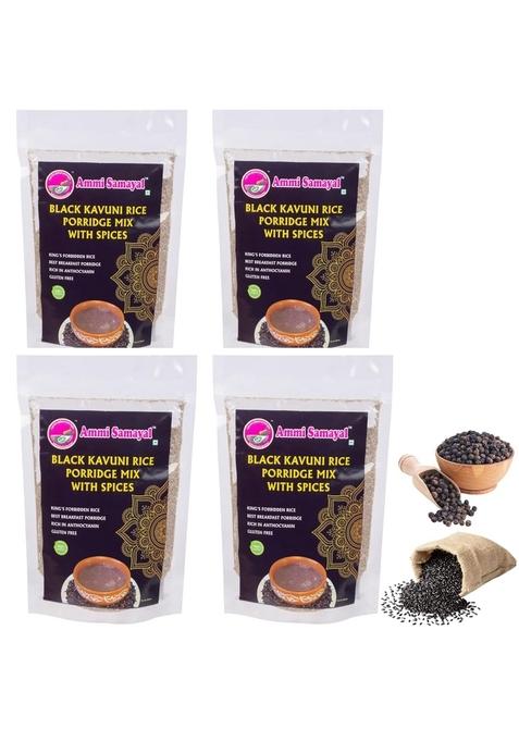 Black Kavuni Rice Porridge Mix – Spicy Version | Best Traditional South Indian Breakfast | Pack Of 4 X 100G | Authentic Aromatic Kavuni Rice Blend For Healthy Mornings