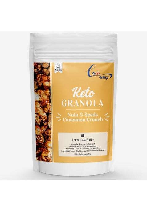 Gowhey - Breakfast Muesli - Keto Granola - Nuts & Seeds - Cinnamon Crunch- Healthy Snacks With Almond, Walnut & Superfood Seeds|Diet Snacks 250G