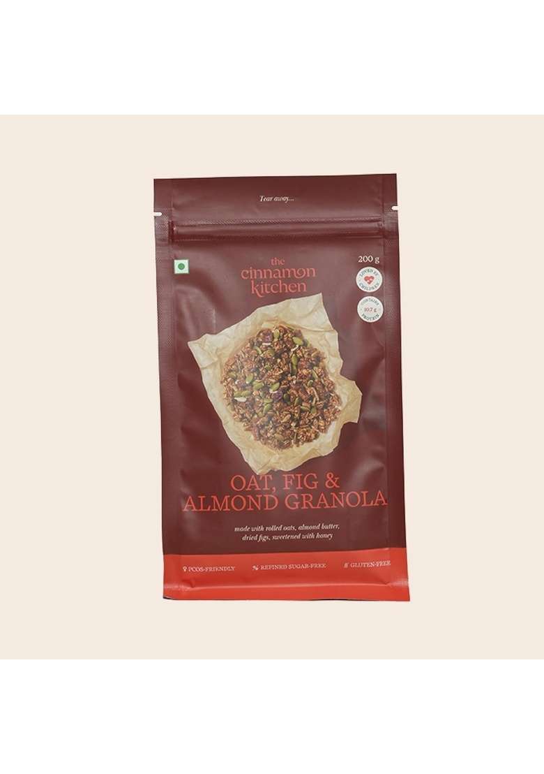 The Cinnamon Kitchen - Oat, Fig & Almond Granola (200 G)|As Seen On Shark Tank|100% Natural & Healthy |Gluten Free|Organic|Pcos Friendly|Loved By Children - Indya