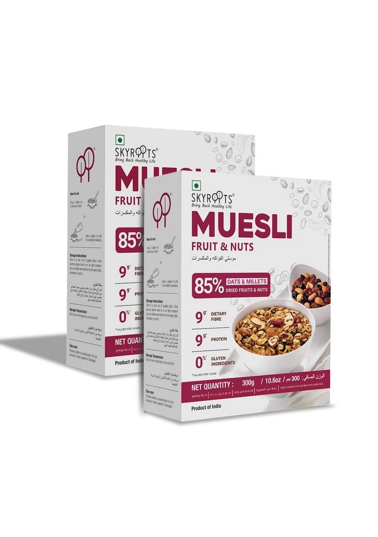 Skyroots Fruit & Nuts Muesli (Pack Of 2, 300G Each)