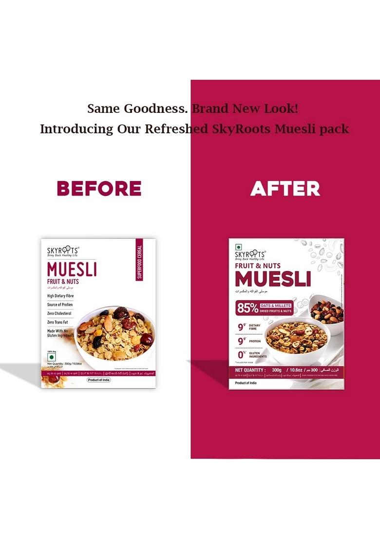 Skyroots Fruit & Nuts Muesli (Pack Of 2, 300G Each)