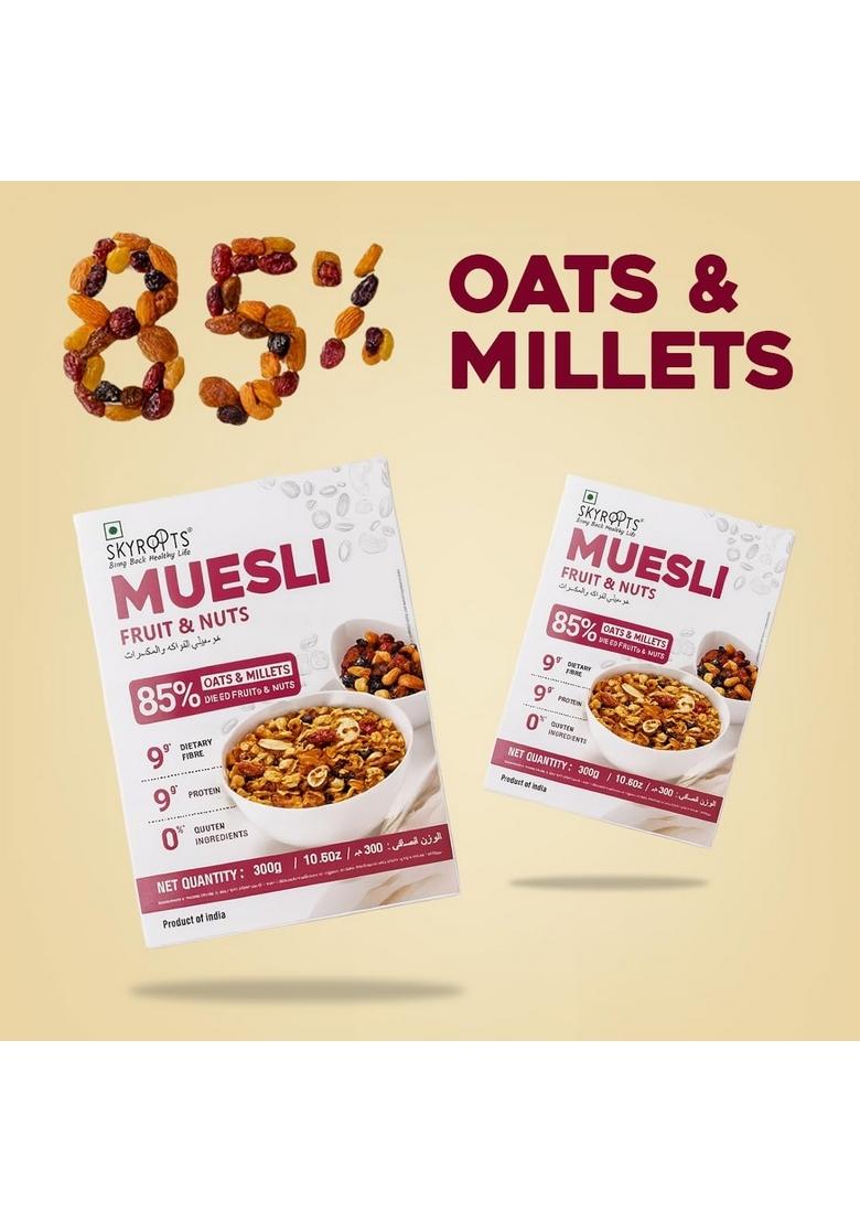 Skyroots Fruit & Nuts Muesli (Pack Of 2, 300G Each)