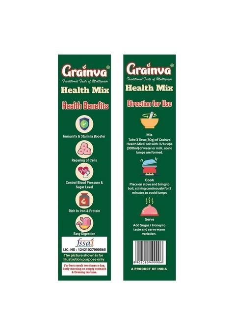 Grainva Protein-Rich Multigrain Health Mix For Kids And Adults With 16 Natural Ingredients | Nutritional Powder | Protein Powder|Energy Drink Mix|Millet Health Mix 500Gm Pack (1)