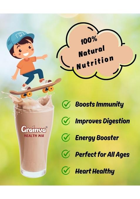 Grainva Protein-Rich Multigrain Health Mix For Kids And Adults With 16 Natural Ingredients | Nutritional Powder | Protein Powder|Energy Drink Mix|Millet Health Mix 500Gm Pack (1)