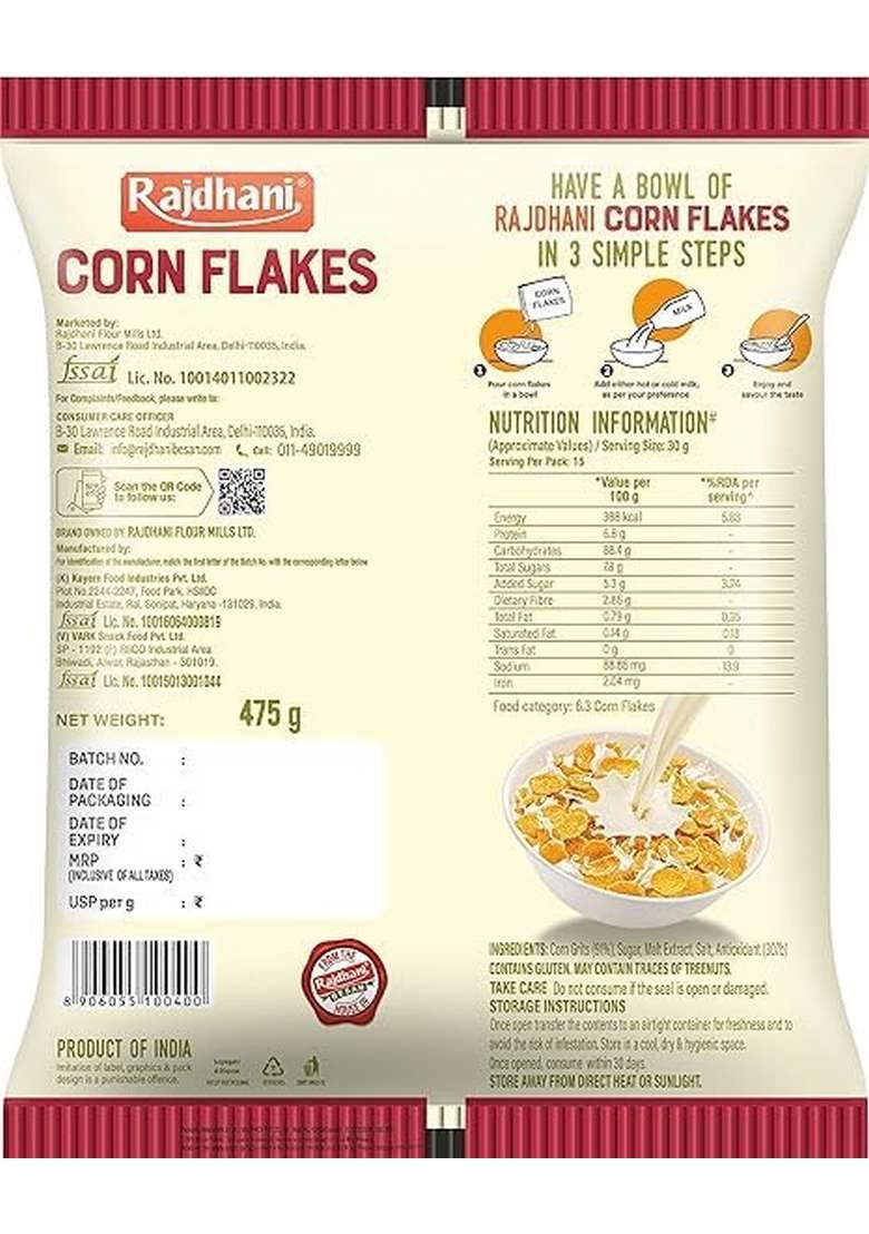 Rajdhani Corn Flakes, 475G - Indya