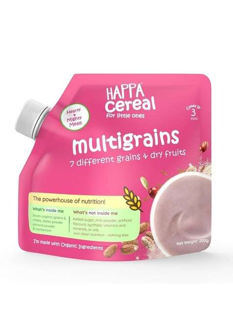 Happa Multigrain Cereal For Babies | Only 7 Ingredients | No Sugar, Oil, Milk Powder, Flavours Or Colours | Traditional Porridge Recipe | Cooks In 3 Minutes | Stage 2 (6 Months+) | 200G Pack