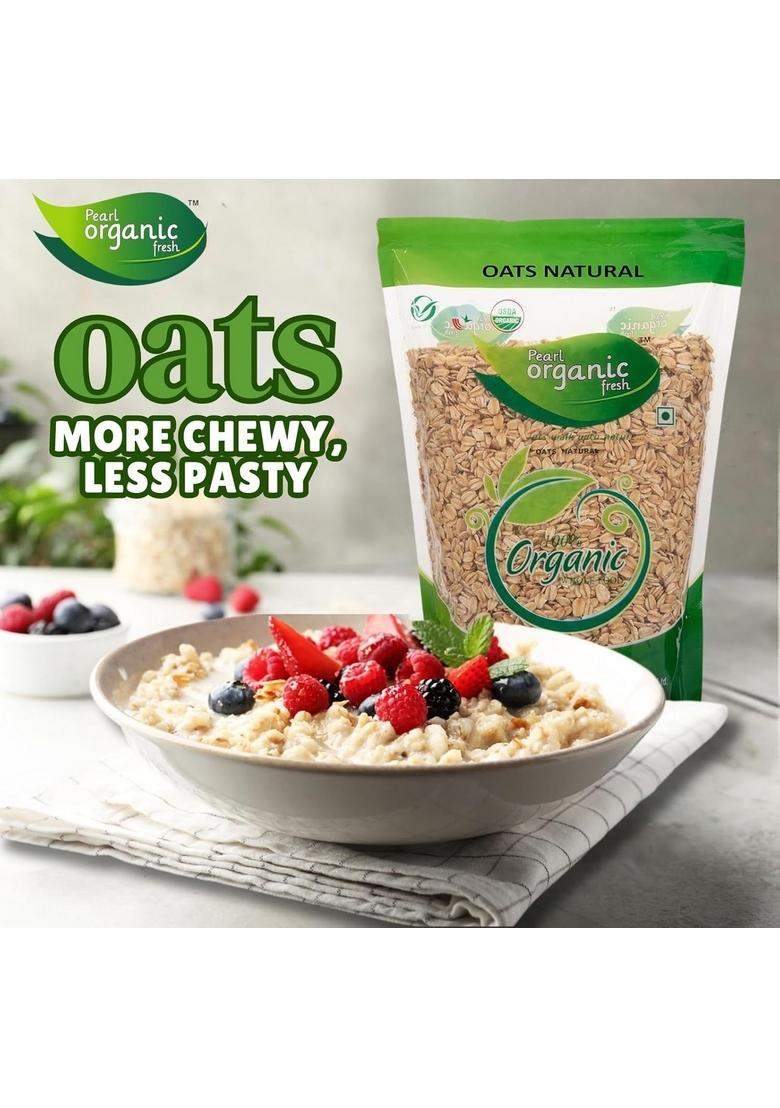 Pearl Organic Fresh Rolled Oats 800Gm | Gluten-Free And Organic | Premium Golden Rolled Oats With No Added Sugar | Healthy Wholegrain Food For Weight Management, Energy & Heart Health | Ideal For Breakfast & Diet Plans