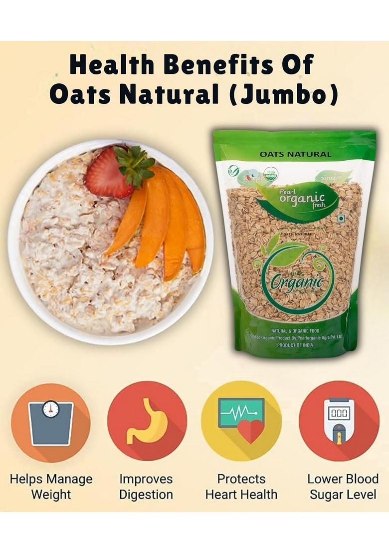 Pearl Organic Fresh Rolled Oats 800Gm | Gluten-Free And Organic | Premium Golden Rolled Oats With No Added Sugar | Healthy Wholegrain Food For Weight Management, Energy & Heart Health | Ideal For Breakfast & Diet Plans