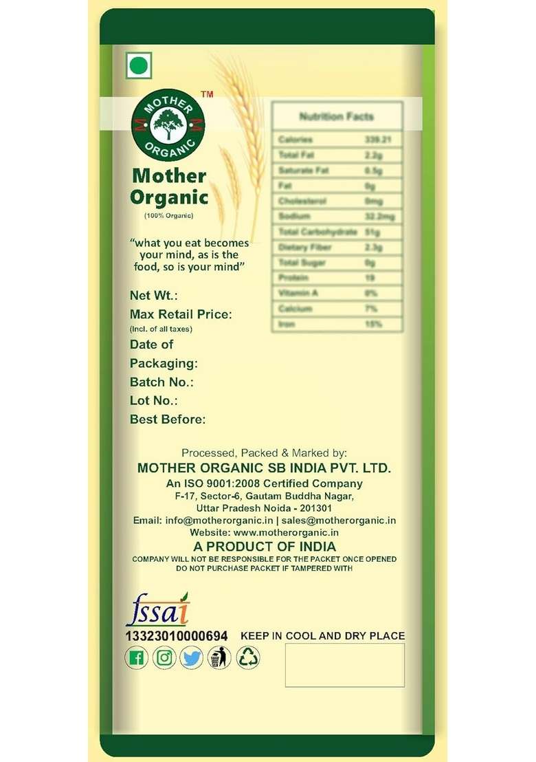 Mother Organic Jowar Dalia | 100% Certified Organic Cracked Sorghum Grain | Gluten-Free, High Fibre & Protein-Rich Breakfast Cereal | No Pesticides, No Chemicals | Product Of India (500 Gram) - Indya