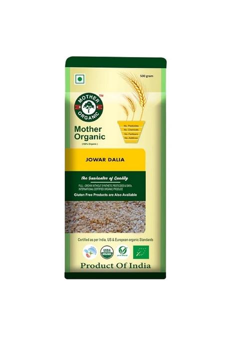 Mother Organic Jowar Dalia | 100% Certified Organic Cracked Sorghum Grain | Gluten-Free, High Fibre & Protein-Rich Breakfast Cereal | No Pesticides, No Chemicals | Product Of India (500 Gram)
