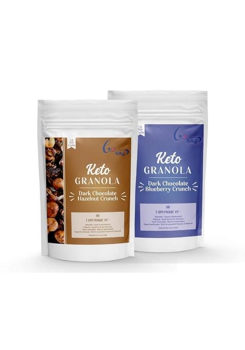 Gowhey Value Pack Combo| Sugar Free Keto Granola(1-Hazelnut, 1-Blueberry)