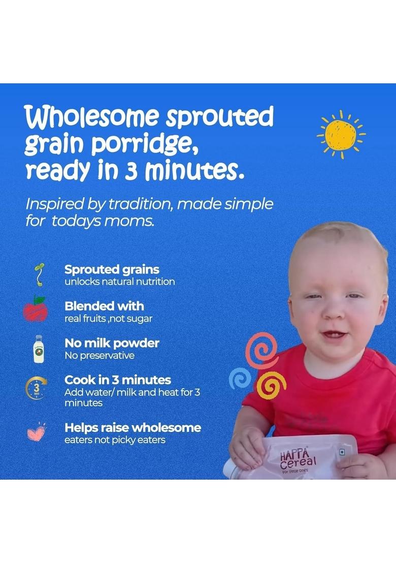 Happa Ragi Cereal For Babies | Only 3 Ingredients | No Sugar, Oil, Milk Powder, Flavours Or Colours | Traditional Porridge Recipe | Cooks In 3 Minutes | Stage 2 (6 Months+) | Pack Of 4 (50G Each)
