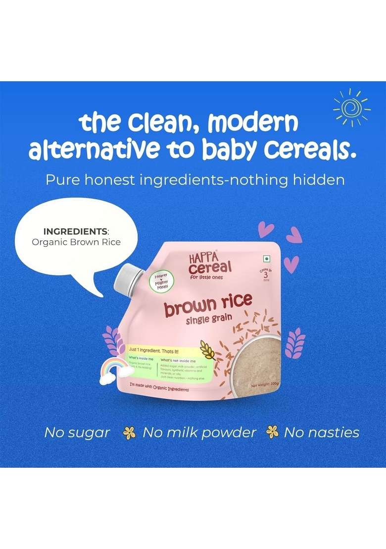 Happa Organic Food Brown Rice Porridge Mix Cereal 200 Gm - Indya