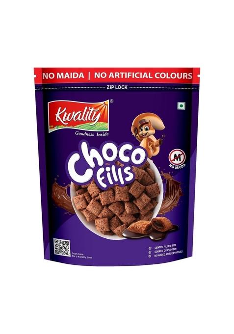 Kwality Choco Fills 250G | Chocolate Flavor, No Maida | Crunchy Bites Filled With Rich Chocolate | Healthy Food & Breakfast Cereal For Kids | High In Protein & Fiber