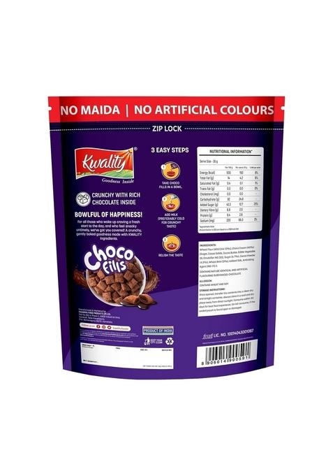 Kwality Choco Fills 250G | Chocolate Flavor, No Maida | Crunchy Bites Filled With Rich Chocolate | Healthy Food & Breakfast Cereal For Kids | High In Protein & Fiber