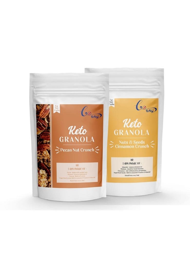 Gowhey Value Pack Combo | Keto Granola(1- Pecan, 1-Cinnamon) | Healthy Snacks