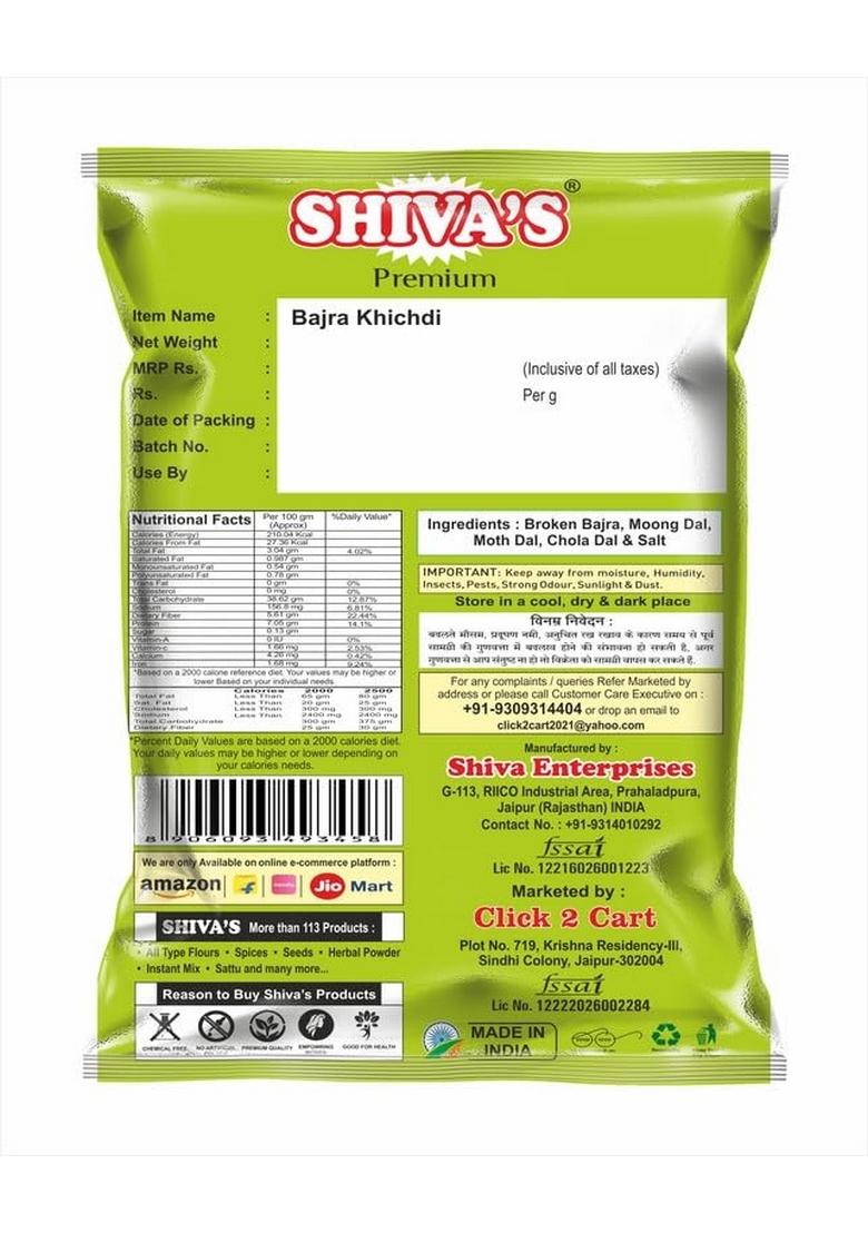 Shiva'S Bajra Khichdi 1Kg (Pack Of 1-1 Kg)| Pearl Millet Khichdi | Gluten-Free Instant Mix | Protein-Rich Meal With Bajra, Moong Dal & Moth Dal | High-Fiber Traditional Indian Recipe