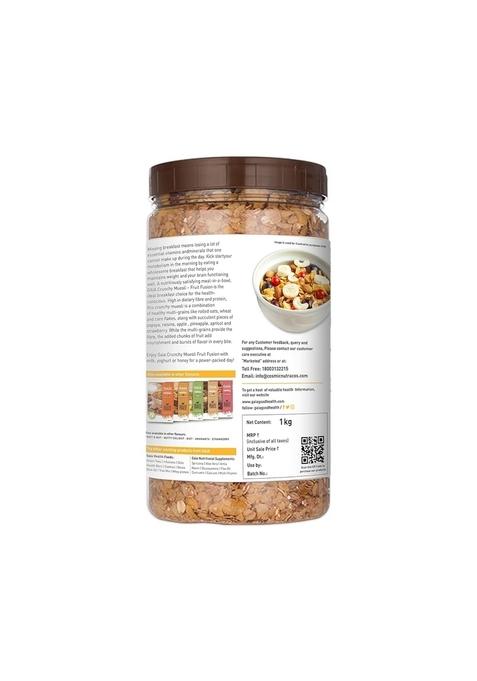 Gaia Crunchy Muesli – Fruit Fusion, 1Kg | High-Fiber, Multigrain Breakfast Cereal | Enriched With Real Dried Fruits | Source Of Protein, Iron & Antioxidants | Ideal For Weight Watchers & Healthy Lifestyle