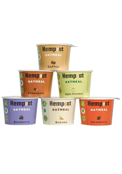 Hempoat Variety Pack Gluten Free Oatmeal Cups | With Super Seeds And Real Fruits | No Artificial Anything On The Go Breakfast | Healthy High Protein Instant Oatmeal (Pack Of 6)