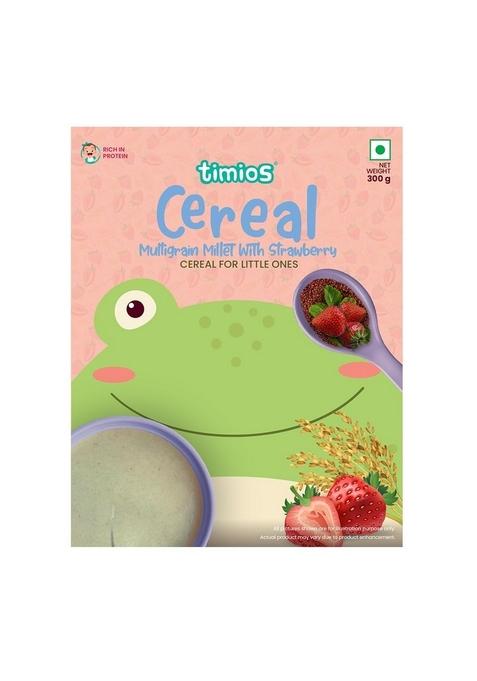 Timios Instant & Healthy Natural Mango Ragi & Rice Cereal With Milk Benefits- 300 G (Strawberry)