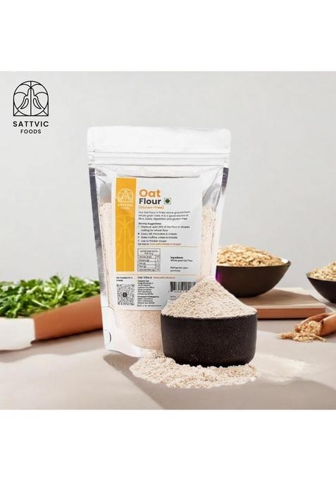 Sattvic Foods Oat Flour/Atta (750 G) | Stone Ground From Whole Grain Oats, Gluten-Free, Low-Gi Superfood, High In Protein & Fibre | Use In Baking, Rotis, Chilla And Flour Blends