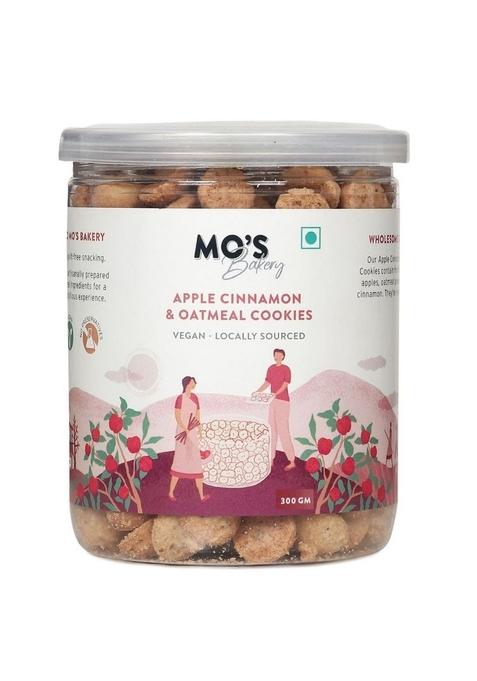 Mo'S Apple Cinnamon & Oatmeal Cookies, 300Gms | Healthy Snacks For Kids & Adults | 100% Natural & Preservatives Free