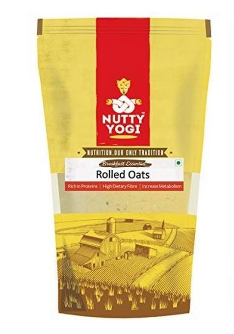 Nutty Yogi Gluten Free Jumbo Size Rolled Oats 1 Kg Whole Grain Rolled Oats With High Fibre, Protein | Non Gmo | Healthy Food With No Added Sugar | Diet Food For Weight Management | Premium Rolled Oats | Nutritious & Healthy Breakfast Cereal | Instant Oats