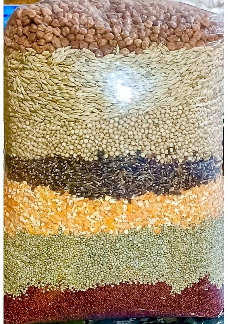 Lakshmi Product'S Organic Multi Whole Grain Combo Pack, High Protein, Includes Ragi, Bajra, Jokara, Maize, Black Wheat, Jowar, Chickpeas(Chana) For Nutritious Diet (3.5 Kg Pack)