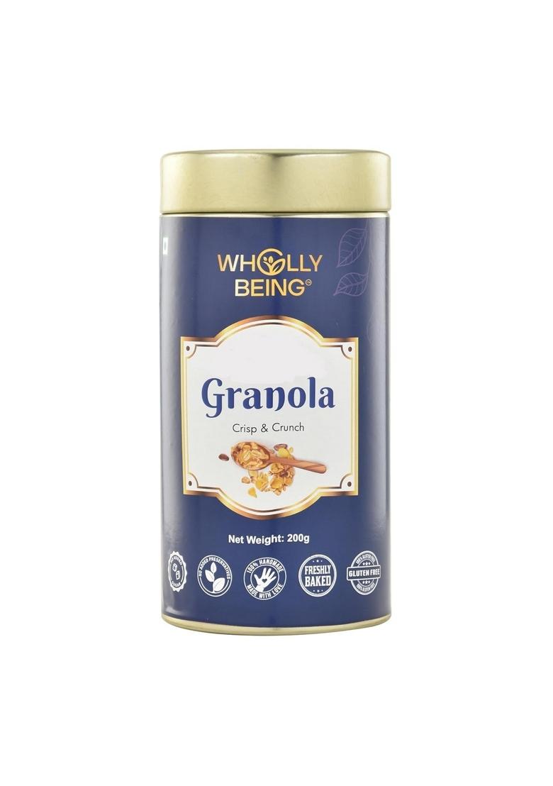 Wholly Being Granola Crisp & Crunch 180 Grams With Oats, Corn Flakes, Nuts, Seeds & Berries| Granola For Breakfast| Diet Food| Healthy Cereal| Tasty & Healthy