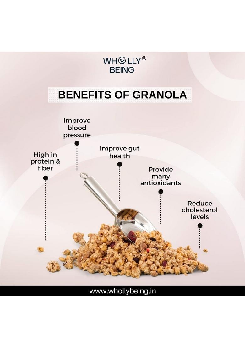 Wholly Being Granola Crisp & Crunch 180 Grams With Oats, Corn Flakes, Nuts, Seeds & Berries| Granola For Breakfast| Diet Food| Healthy Cereal| Tasty & Healthy