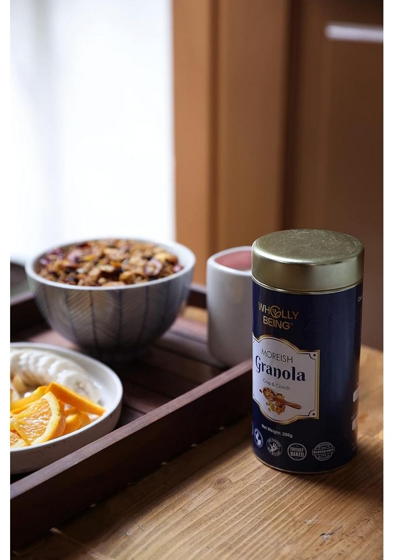 Wholly Being Granola Crisp & Crunch 180 Grams With Oats, Corn Flakes, Nuts, Seeds & Berries| Granola For Breakfast| Diet Food| Healthy Cereal| Tasty & Healthy