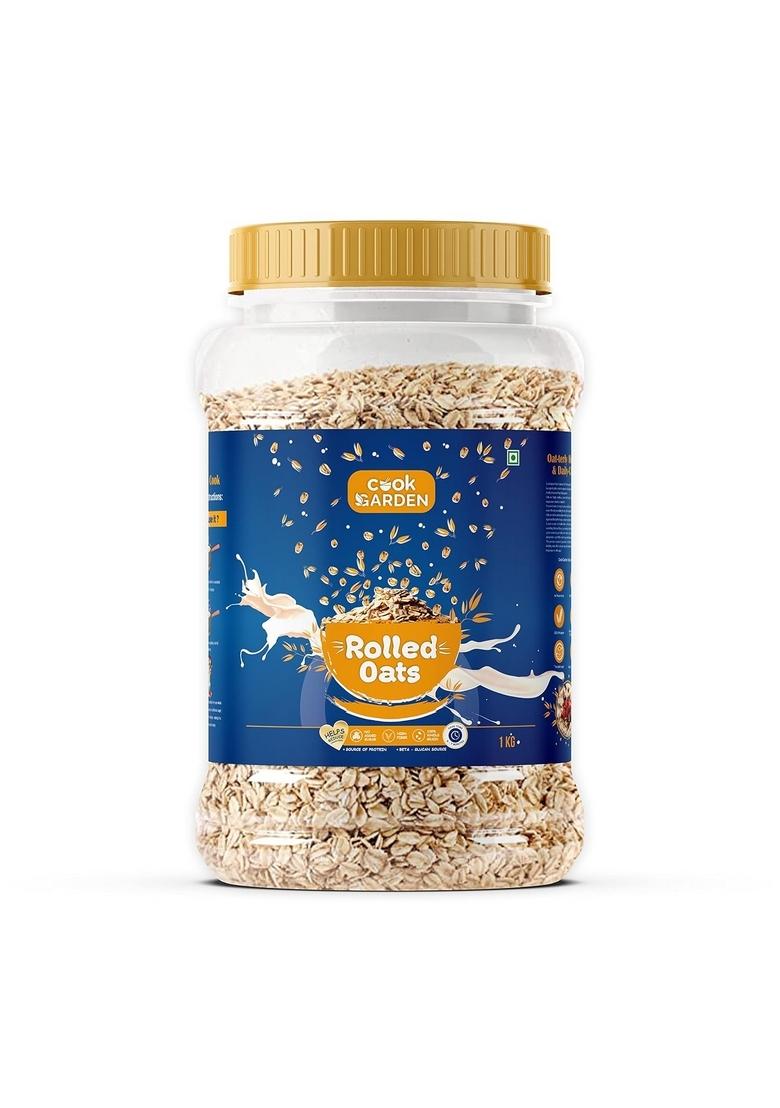 Cookgarden Natural Rolled Oats 1Kg | Healthy Breakfast | 100% Wholegrain | Diet Food
