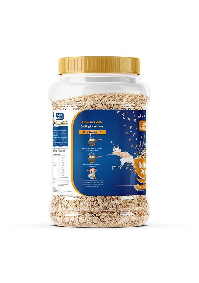 Cookgarden Natural Rolled Oats 1Kg | Healthy Breakfast | 100% Wholegrain | Diet Food
