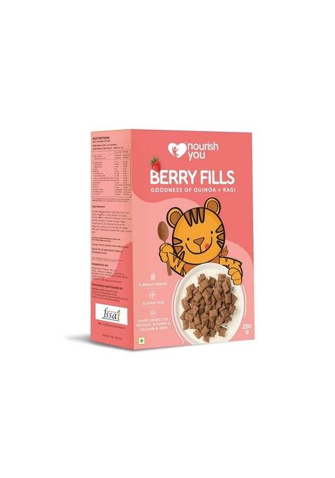 Nourish You Strawberry Fills | Strawberry Filling | Goodness Of Quinoa And Ragi (4 Millets Grains) | 0% Maida | Gluten Free | Anytime Snack | 250G