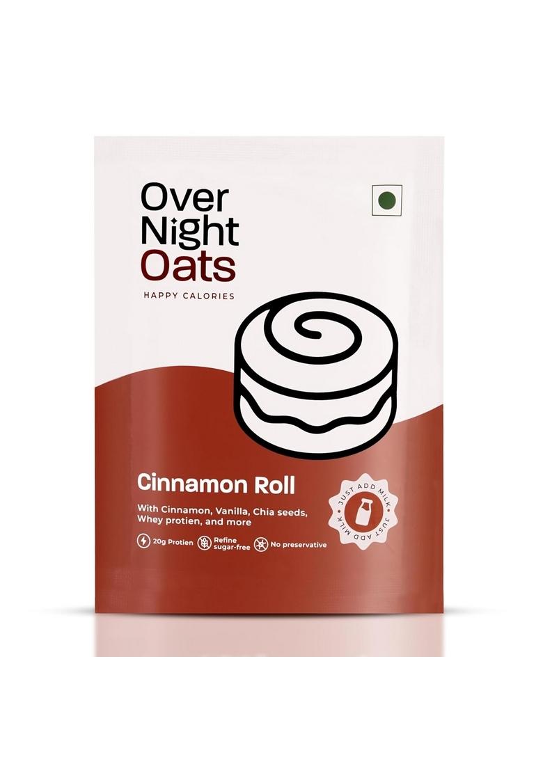 Overnight Oats 20Gm High Protein, Refined Sugar Free, With Cinnamon, Vanilla, Chia Seeds, Whey Protein & More| Breakfast Cereals For Weight Management| (Cinnamon Roll, Pack Of 5)