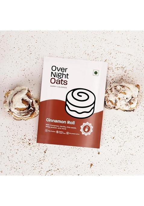 Overnight Oats 20Gm High Protein, Refined Sugar Free, With Cinnamon, Vanilla, Chia Seeds, Whey Protein & More| Breakfast Cereals For Weight Management| (Cinnamon Roll, Pack Of 5)