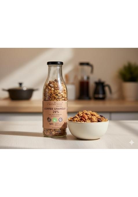 A Dough Story Coffee Granola With Filter Coffee & Orange Peel | Healthy Granola Snack With Rolled Oats, Almonds & Jaggery | 100G Pack | No Added Sugar - 250G